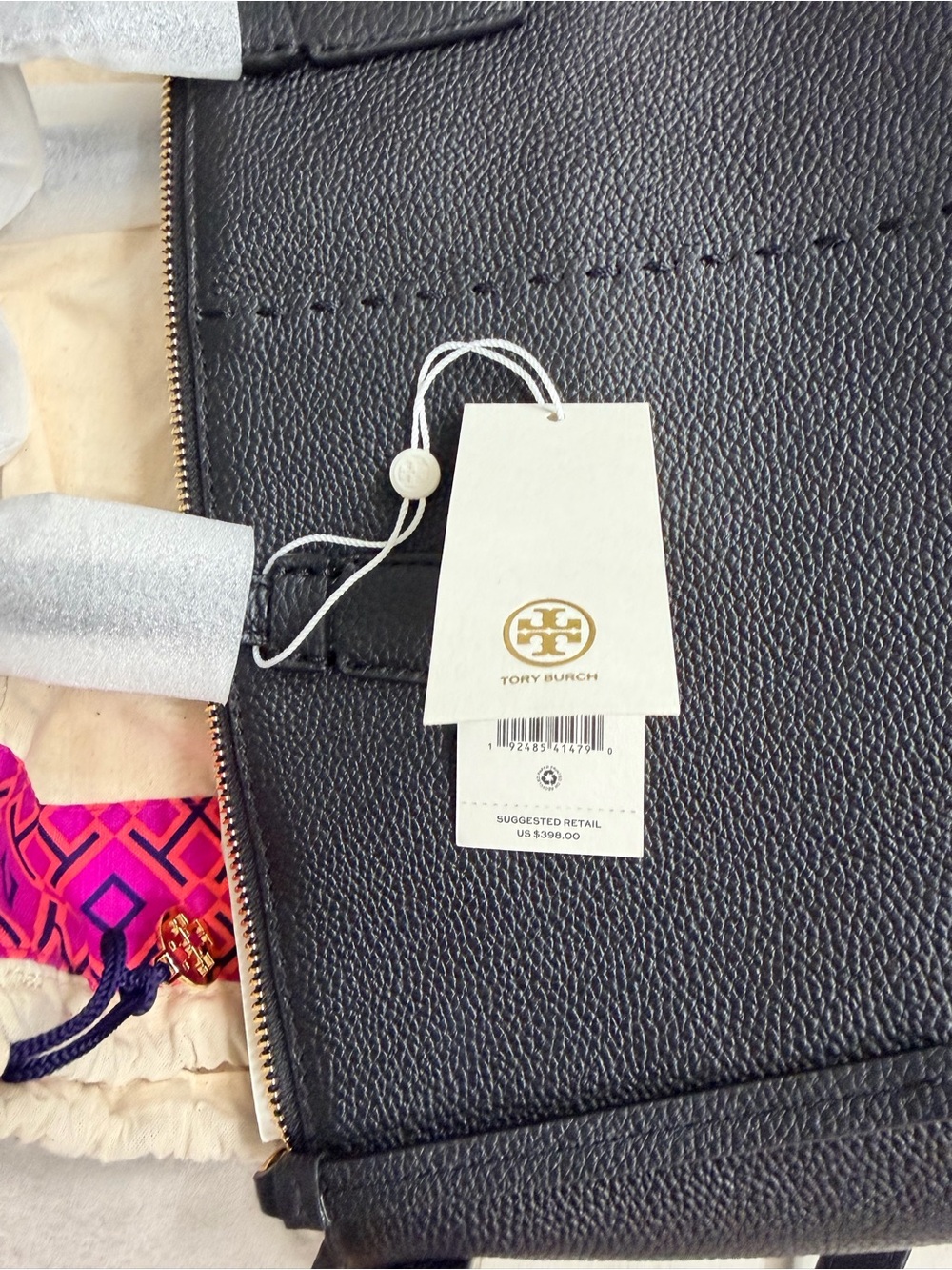Tory Burch Black Pebbled Leather Shoulder Satchel with Crossbody Strap - Picture 5 of 6